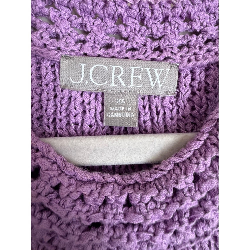 J.Crew Sweater Crochet Tank Top Women XS Purple High Neck - Picture 4 of 8